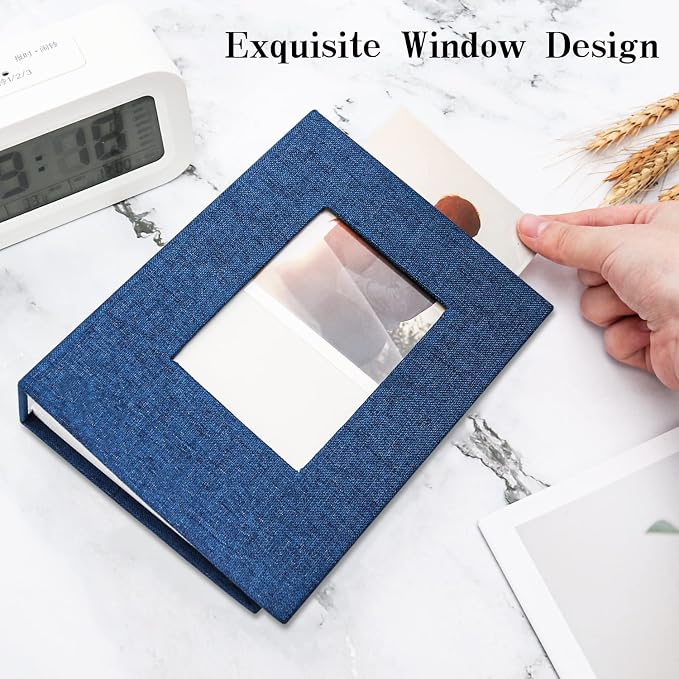 Vienrose 4x6 Photo Album,100 Pockets,Linen Cover with Window,Blue | Cover Window, Acid Free Pages, Linen Hardcover, Baby Wedding Family Photos - Image 3
