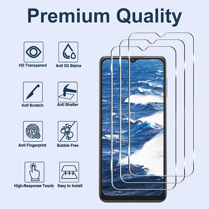 [3+3 Pack] Galaxy A13 Screen Protector with Camera Lens Protector, HD Tempered Glass Film, 9H Hardness, Anti Scratch, Easy Installation, Bubble Free, Screen Protector for Samsung Galaxy A13 4G/5G - Image 2