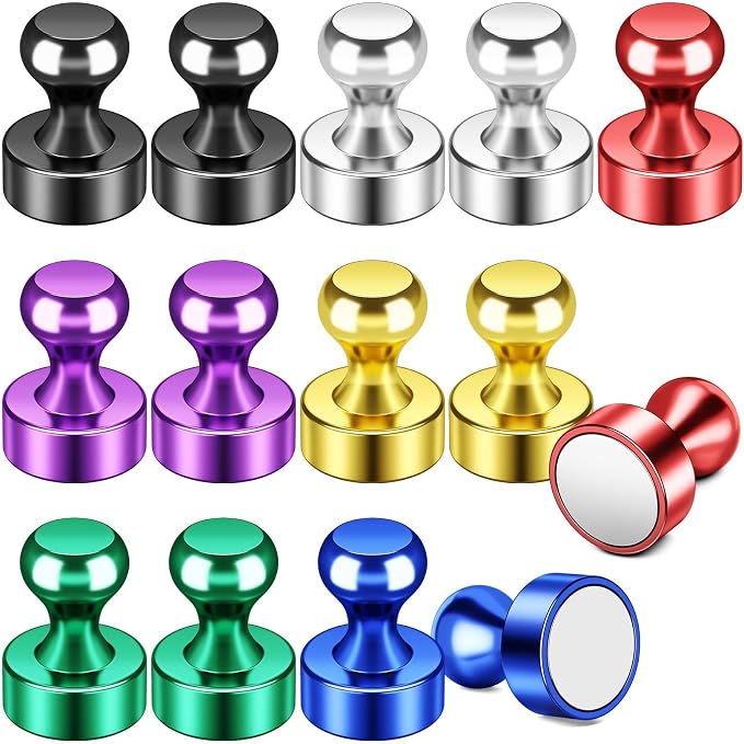 FINDMAG Fridge Magnets, Magnets for Whiteboard, Kitchen, 14 Pack, Colorful | Magnetic Push Pins for Office, Locker and Classroom, Photos and Pictures Display, Accessories Decorative, Easy to Move by FINDMAG