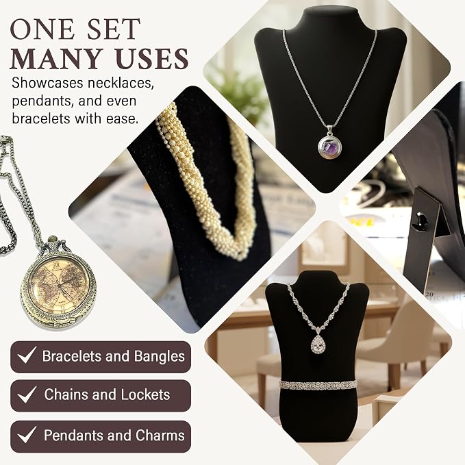 RJ Displays Jewelry Display for Vendors, Black Velvet Necklace Display Stand Holder, Jewelry Stand Necklace Holder for Vendors. Jewelry Display Stand 14” H. - Image 5