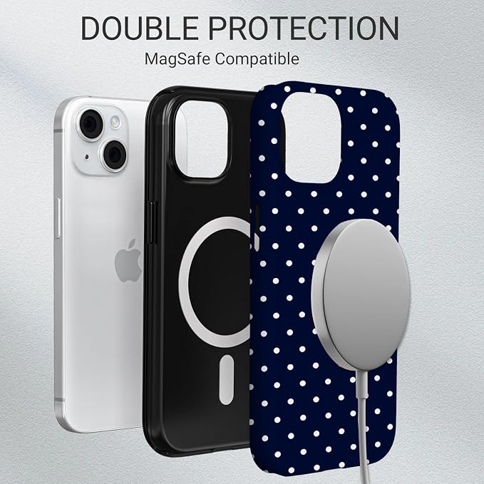 TPU Phone Case for iPhone 15, MagSafe Wireless Charging Compatible, Shockproof Slim Fit Protective Cover with Anti-Yellowing & Raised Camera Protection (Polka dot 7, iPhone 15) - Image 6