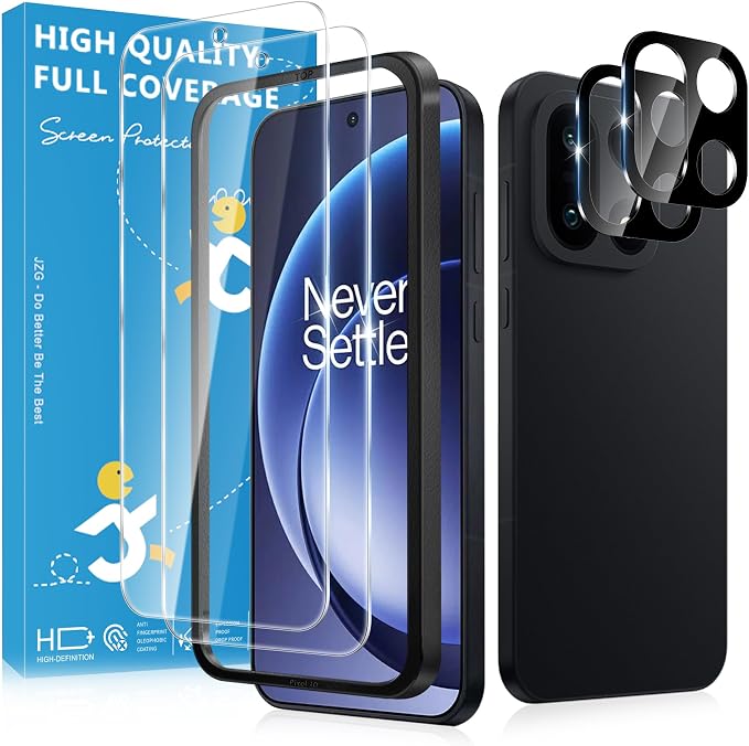 2+2 Pack for OnePlus 15 Screen Protector and Lens Protectors, Positioning Frame, Fingerprint Compatible, Anti-Scratch, 9H Hardness HD Clear Glass, Screen Protector for OnePlus 15 by JavoYion