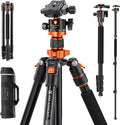 K&F CONCEPT 78" Aluminum Camera Tripod | 81" Monopod, 22lb Max Load, for DSLR/Spotting Scope/Camcorder, Heavy Duty Travel Tripod, O234A7+BH-28L by KFCONCEPT