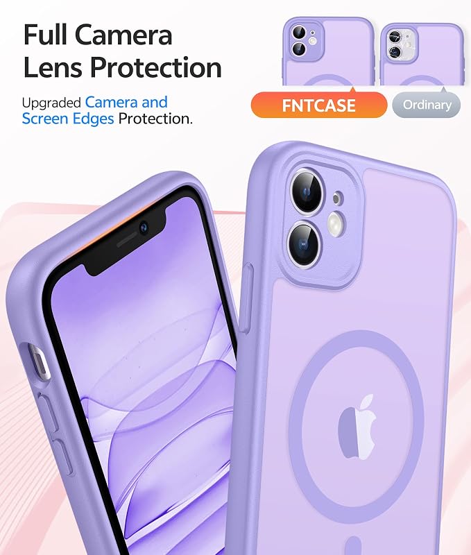 FNTCASE for iPhone 11 Phone Case, Fit for Magsafe, Full Camera Protection | Translucent Matte Back, Strong Magnetic Charging,14FT Military Grade Drop-proof, Anti Slip, Light Purple - Image 4