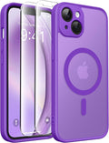 CAPRARO for iPhone 14 Case, Compatible with MagSafe | Upgraded [Full Camera Protection] Shockproof Protective Slim Translucent Matte Magnetic Phone Case 6.1'', Neon Purple by CAPRARO