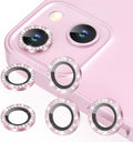 AGVEE 3+3 6 Pack for iPhone 13 & Mini Camera Lens Protector Cover | Individual Bling Diamond & Bling Glitter Sparkle Cute Gem Metal Ring, 9H Tempered HD Glass by AGVEE