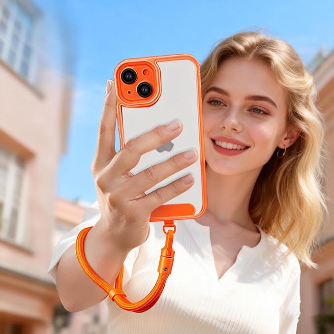 Phone Wrist Strap Lanyard Hand Universal Adjustable Phone Finger Grip Wristlet with 3 Patches Tether Anti Theft for iPhone 16 Pro Max 15 Charms for Keychain USB Flash Drive Wallet ID Name Tag Orange - Image 2