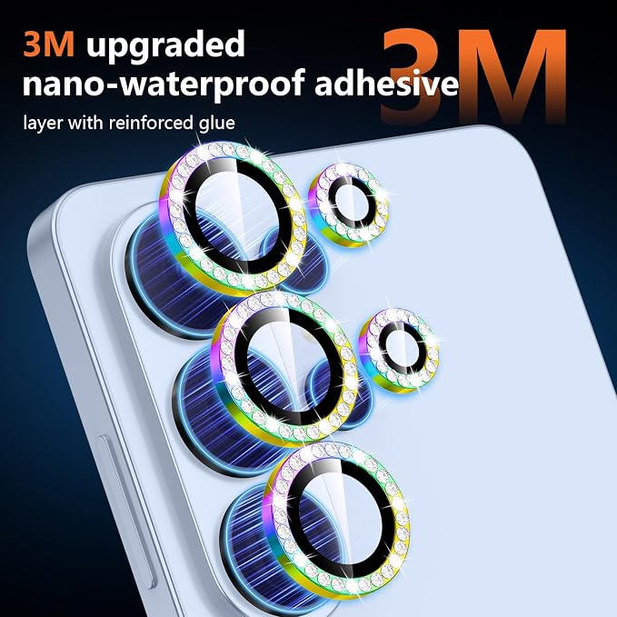 for Samsung Galaxy S26 Ultra Camera Lens Protector, Individual Metal Ring Tempered Glass Lens Cover, [Strong Adsorption] Scratch Resistant Ultra-Thin HD Clear Lens Cover,1 SetColorful Diamond - Image 4