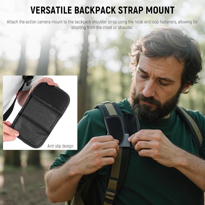 NEEWER Backpack Shoulder Chest Strap Mount Compatible with GoPro DJI Insta360 Action Cameras, 360° Camera Backpack Clip Holder Quick Release & One Toggle Switch for Photography Video Recording, GP63 - Image 5