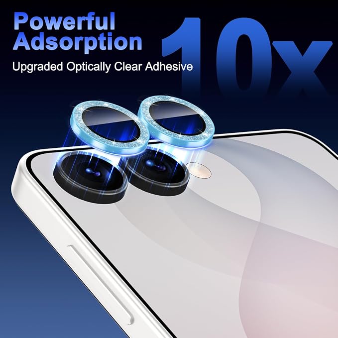 Meshine for Samsung Galaxy Z Flip 8 Camera Lens Protector,Scratch Proof,Strong Adsorption,9H Hardness with Metal Ring Camera Cover,Ultra Thin Case Friendly,Accessories Lens Protector,Glitter Blue - Image 4