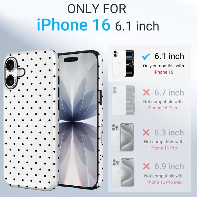 TPU Phone Case for iPhone 16, MagSafe Wireless Charging Compatible, Shockproof Slim Fit Protective Cover with Anti-Yellowing & Raised Camera Protection (Polka dot 8, iPhone 16) - Image 2
