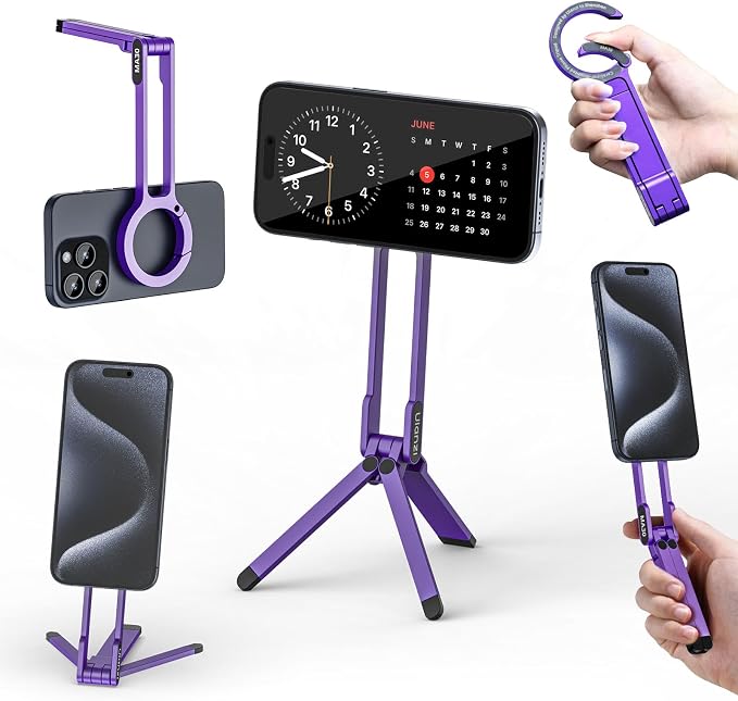 ULANZI MA30 Magnetic Phone Tripod Stand for iPhone-Aluminium Maglock Smartphone Mini Tripod Pocket Cell Phone Stand Strong Magnet Quick Mount Compatible with iPhone 17 16 15 14 13 12 Series, Purple by ulanzi