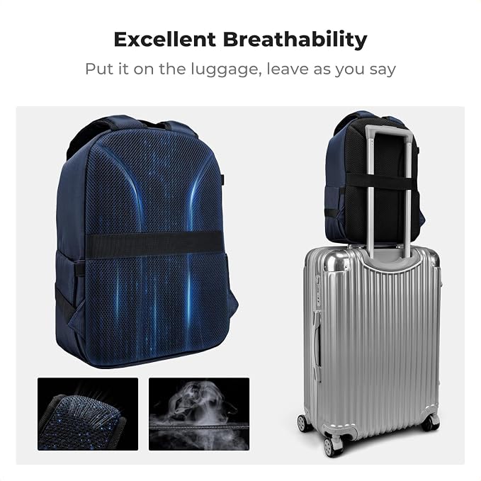 K&F CONCEPT Camera Backpack, DSLR/SLR/Mirrorless Photography Camera Bag | 14in Laptop Compartment & Rain Cover, 600D Fabric for Travel & Daily, Men & Women, Dual-Mode Detachable Dividers, Blue, B19 - Image 8