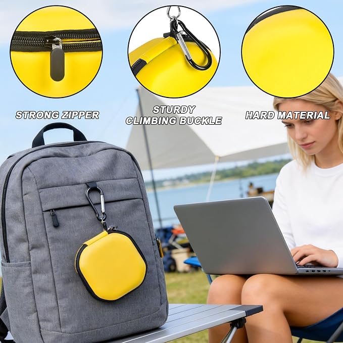 Comecase USB Flash Drive Case, Holds 16 USB Drives with Mesh Pocket | Hard Shell and Pre-Cut Foam Cushion Drives from Drops; Hand Strap Ease Work and Travel, Yellow, Medium, Case Only - Image 7