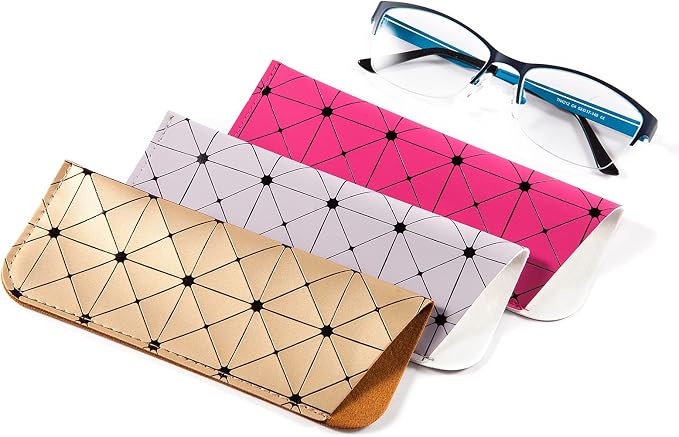 TRIUMPH VISION 3 Pack Reading Glasses Pouch Soft Case Eyeglass Sleeve Slim | Alternative to Bulky Case in bag, Lightweight Lined Padded Protect Optical lens Slip in, Cute Pattern Portable for Daily Use - Image 5