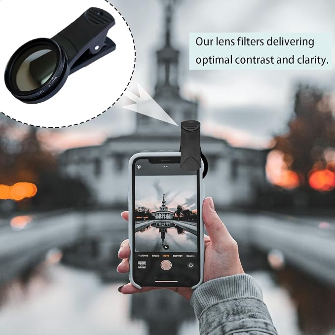 37mm CPL Phone Camera Lens, Clip-On Cellphone Lens CPL Filter Polarizer, Universal Cell Phone Camera Lens Compatible with Most Mobilephone Models(Black) - Image 4