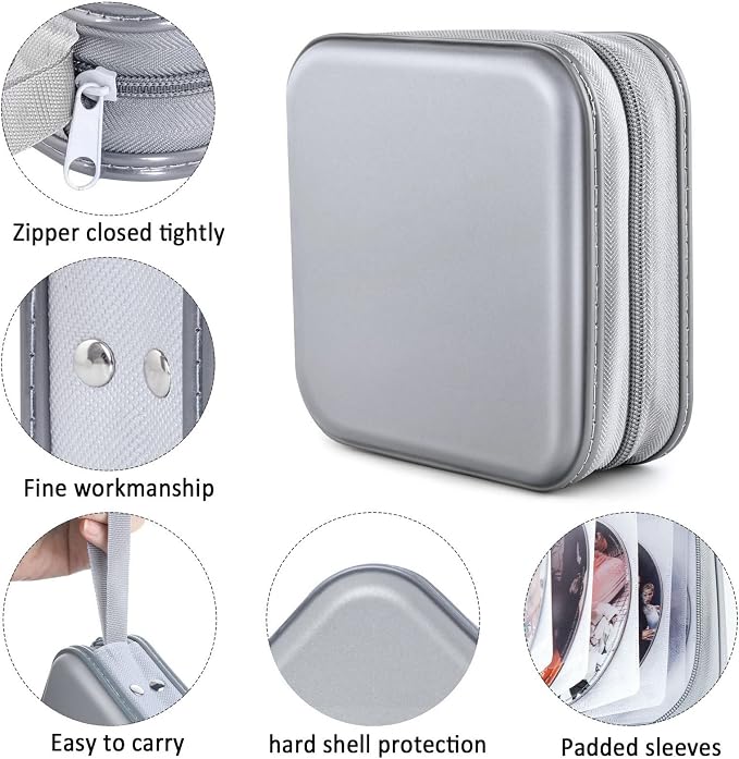48‑Capacity Hard Plastic CD/DVD Binder for Car, Home & Travel | Zipper‑DVD Organizer, Scratch‑Resistant Sleeves Shield Discs From Dust & Damp; Stores Music, Video, Gaming & Blu‑ray Discs - Image 2