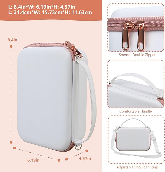 Hard Travel Case for Sony ZV-1F / ZV-1 / ZV-1 II Digital Camera, Protective Cases Bag Fits Vlogger Accessory Kit Tripod, Microphone, LED Video Light, Extra Zipper Pocket fit Battery Pack, White - Image 3