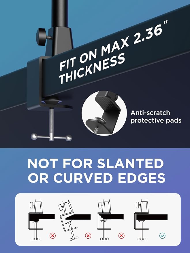 InnoGear Mic Arm Microphone Boom Arm Cable Management for Blue Yeti FIFINE | Desk Mount, Built-in Cable Channel, Extendable, Work with Shure, 3.5 lb Weight Capacity, Heavy-Duty, Easy-to-attach Clamp - Image 7