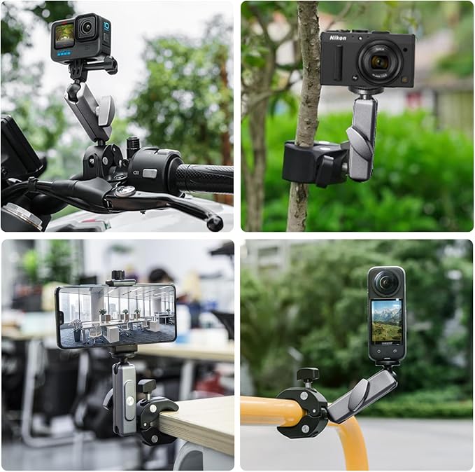 Suptig Camera Mount Super Clamp Pole Mount Tripod Clamp for Phon, Gopro Mission 1 Pro Gopro Hero 13 Hero 12 11 10 9 8 7 6 5, Gopro max2, Insta 360, DJI osmo Canon DSLR etc. - Image 9