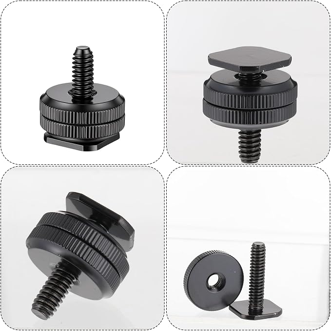 Camera Hot Shoe Mount to 1/4"-20 Tripod Screw Adapter Compatible with Versatile Flash Hot Shoe Mounts for DSLR Camera Rigs, Tripods, Mounting Accessories (4 Pcs) - Image 4