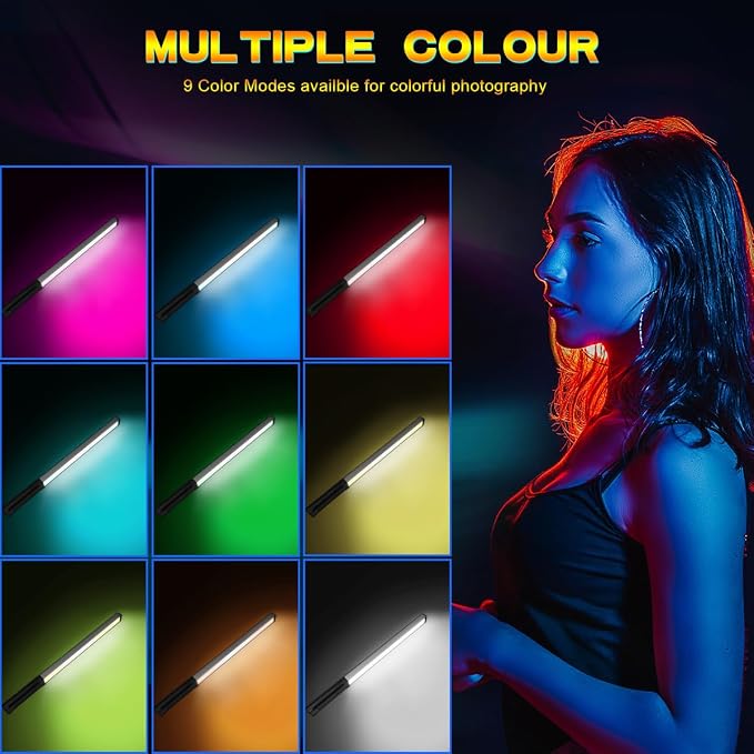 Hagibis RGB Handheld LED Video Light Wand Stick Photography Light 9 Colors,with Built-in Rechargable Battery and Remote Control,1000 Lumens Adjustable 3200K-5600K,Hot Shoe Adapter Included.. - Image 6