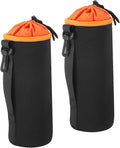 PATIKIL Camera Lens Bag, 2 Pcs 3.7" ID x 9.8" H Cylindrical Drawstring Lens Pouch with Thick Protective Neoprene, Lens Case for DSLR Camera Lens, Water Coffee Cups Black, Orange by PATIKIL