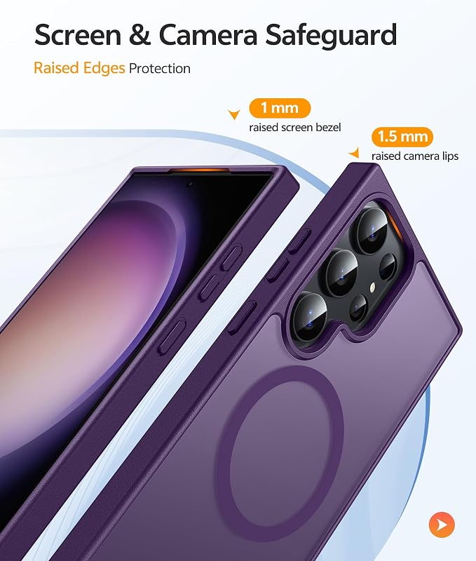 FNTCASE for Samsung Galaxy S23 Ultra Case, Compatible with Magsafe, Purple | Translucent Matte Magnetic Back, 14FT Military Grade Drop Protection, Shockproof Protective Phone Cover - Image 4