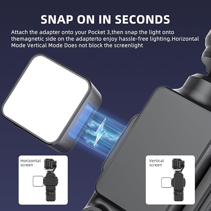 2-Pack Magnetic Fill Light for DJI Osmo Pocket 3 4 4P Xtra Muse, Bi-Color Rechargeable Mini LED Auxiliary Video Light Kit, USB C 300mAh Clip-On Selfie Vlog Light Set for Live Streaming Recording - Image 4