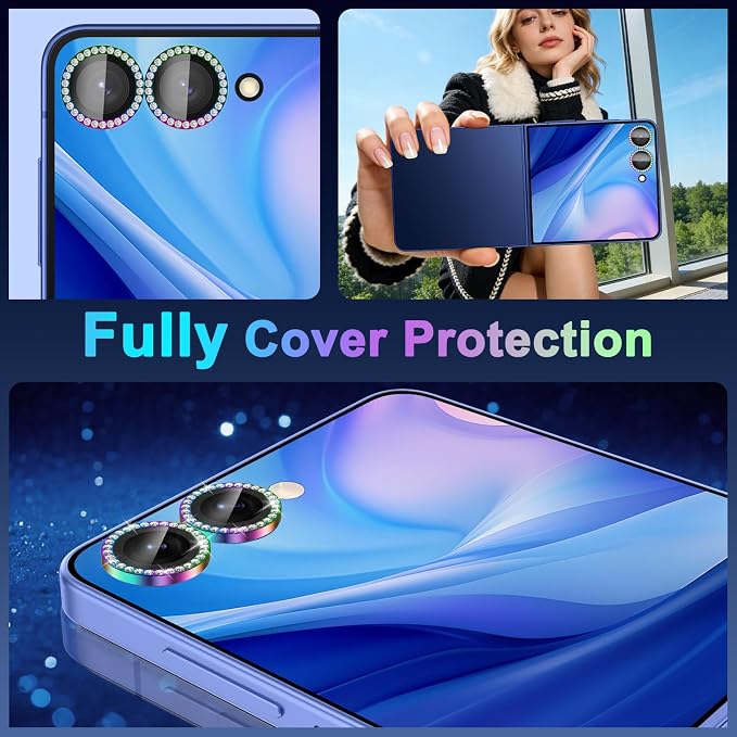 Meshine for Samsung Galaxy Z Flip 7 Camera Lens Protector,Scratch Proof,Strong Adsorption,9H Hardness with Metal Ring Camera Cover,Ultra Thin Case Friendly, Accessories Lens Protector,Shiny Colorful - Image 8