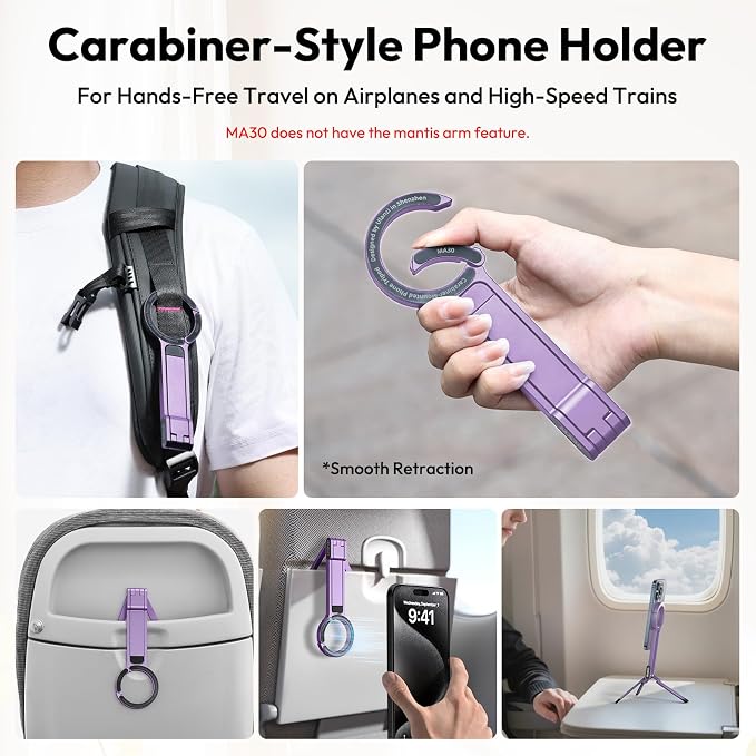 ULANZI MA30 Magnetic Phone Tripod Stand for iPhone, Aluminium Maglock Smartphone Mini Tripod Pocket Cell Phone Stand Strong Magnet Compatible with iPhone 17 16 15 14 13 12 Series, Lavender - Image 2