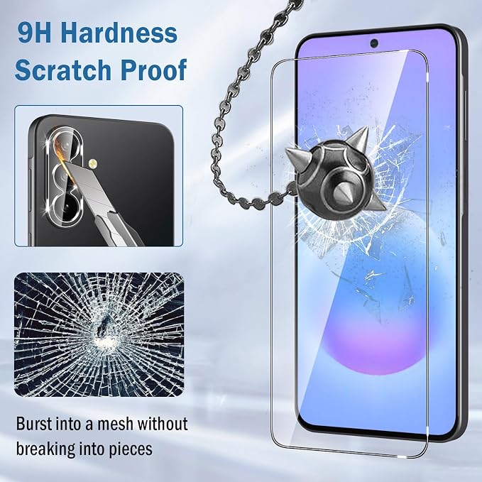 2+2 Pack for Samsung Galaxy A37/A57/A36/A56 5G Screen Protector with Camera Lens Protector,9H Tempered Glass Film,HD Clear Scratch Resistant,Bubble-Free for Galaxy A37 5G Screen Protector - Image 4