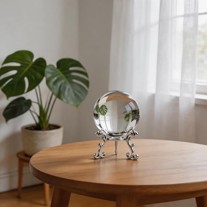 ZEERSHEE 3.9in Crystal Ball with Stand, Photography Prop for Decor | Premium K9 crystal Polished for exceptional clarity Includes display stand and gift box Ready to display - Image 5