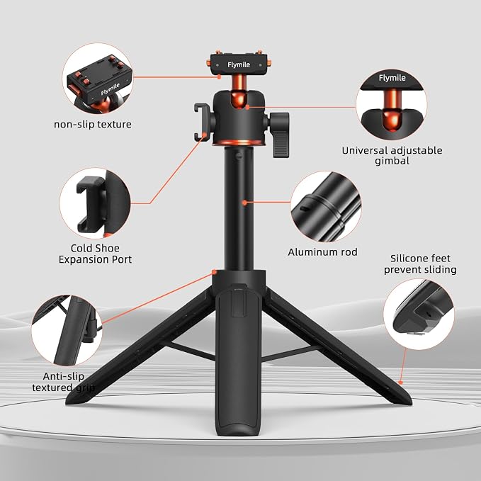 Tripod for Insta360 X5 ACE Pro 2 X6, 21” Selfie Stick Quick Release Extension Rod Mini Table Desk Portable Handle Grip Stand with Cold Shoe for Insta 360 X5 X6 X4 Air, ACE Pro 2 Accessories - Image 6