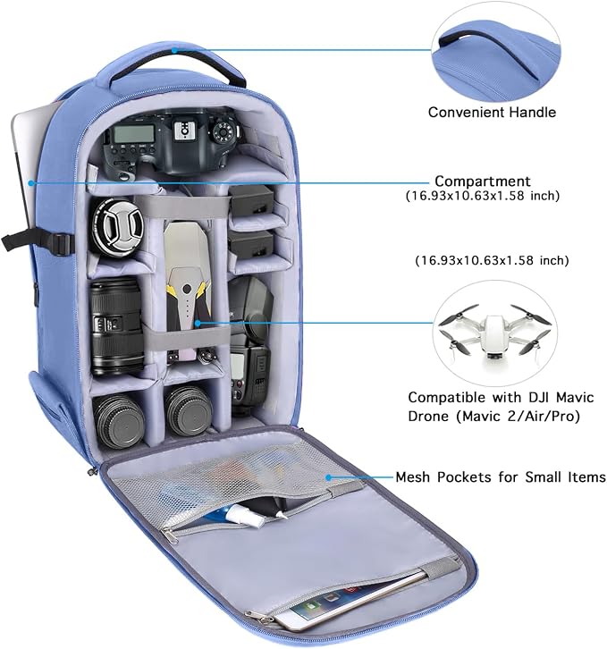 MOSISO Camera Backpack, DSLR/SLR/Mirrorless Photography Camera Bag | 15-16 inch Waterproof Hardshell Case with Tripod Holder&Laptop Compartment Compatible with Canon/Nikon/Sony, Slate Blue - Image 2