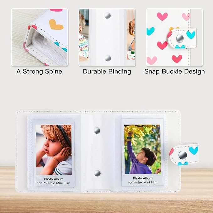 Ruibytree 52-Pocket Small Photo Album for 2x3 Pictures, Spine White, 1 Pack | Pocket-Size, PU Leather Cover, Snap Closure, Acid-Free Pages, Fits Polaroid 2x3 Photos, Kodak Mini Prints & ZINK Photos - Image 5