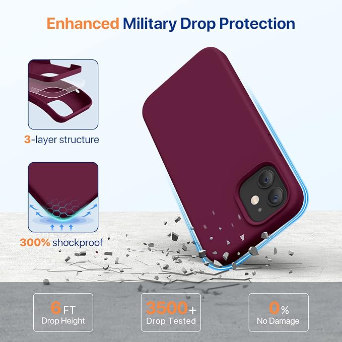 Miracase Silicone for iPhone 12 Case and iPhone 12 Pro Case, Wine Red | Liquid Silicone Gel Rubber Shockproof Drop Protection Phone Case for iPhone 12/12 Pro 6.1 inch - Image 4