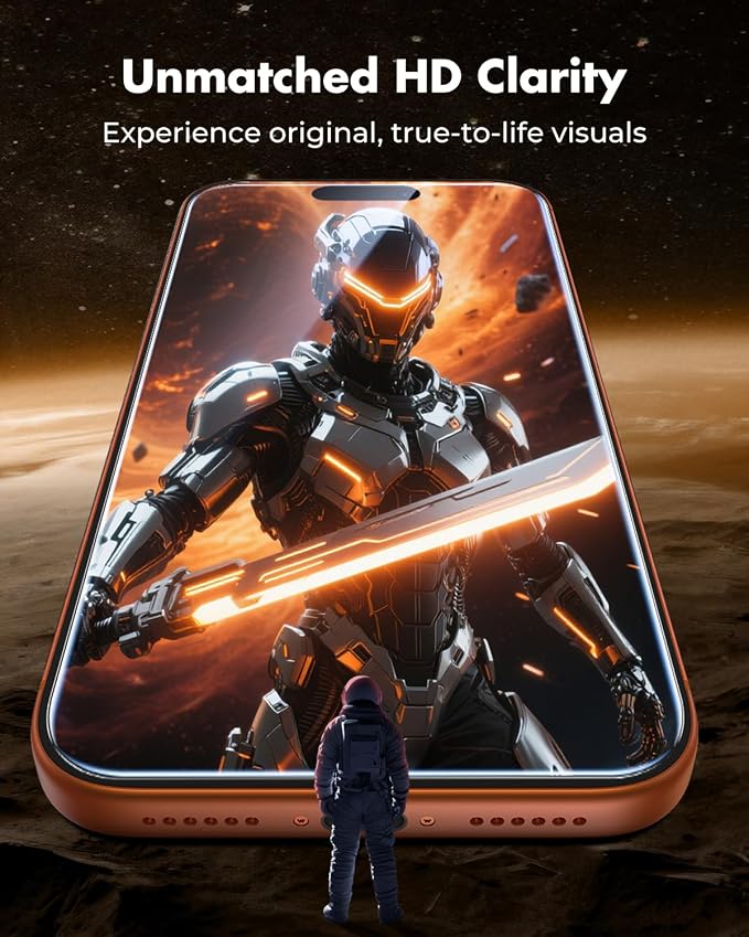 UNBREAKcable iPhone 17 Pro Screen Protector & Camera Lens Protector | Upgraded Dual-Tempered Glass with Military-Grade 9H Hardness, 3-Pack,HD Clarity, Anti-Fingerprint, Case Friendly, Fits 6.3'' - Image 4