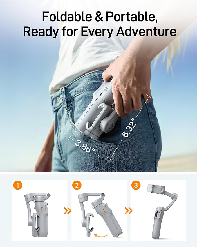 hohem iSteady X3 Gimbal Stabilizer with Remote, Fill Light & Tripod, Gray | Detachable Remote, iSteady 8.0 Anti-Shake, Tripod & Extendable Rod, Magnetic Fill Light, AI Tracking, Foldable 0.93lb Design - Image 9