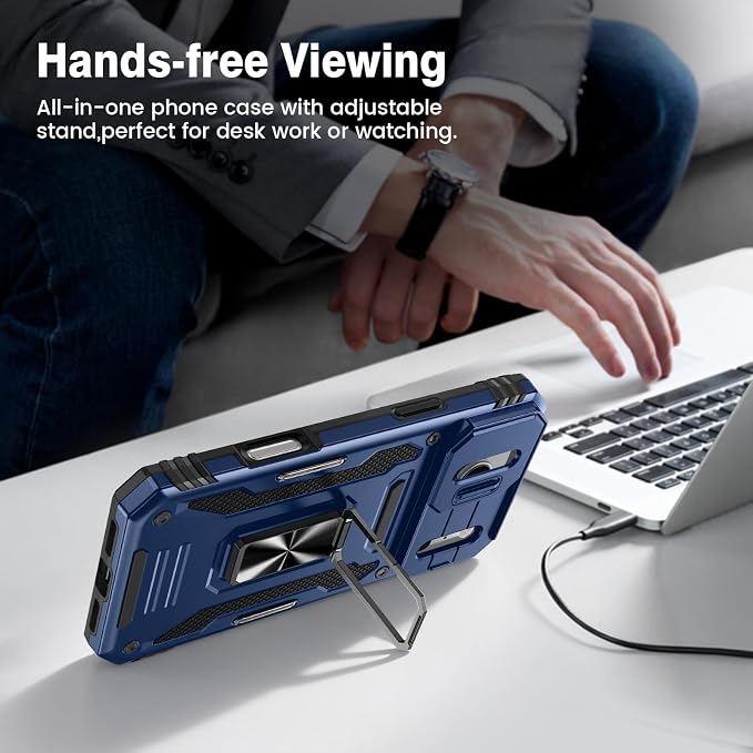 VEGO for iPhone 17 Pro Max Case with Privacy Screen Protector Blue | Slide Camera Cover & Ring Kickstand Military Grade Heavy Duty Protection Cover for iPhone 17 ProMax 5G 6.9 Inch - Blue - Image 8
