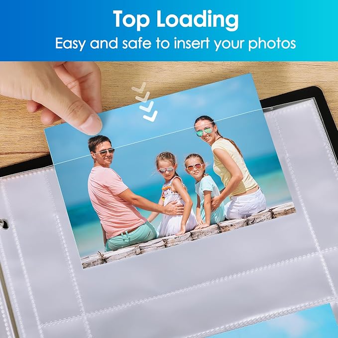 MaxGear 60 Pack 4x6 Photo Sleeves for 3 Ring Binder (240 Pictures),2 Pocket | Heavy-Duty Archival Page Protectors, Clear Photo Album Refill Pages, Plastic Postcard Sleeves, Recipe Card Binder Inserts - Image 6