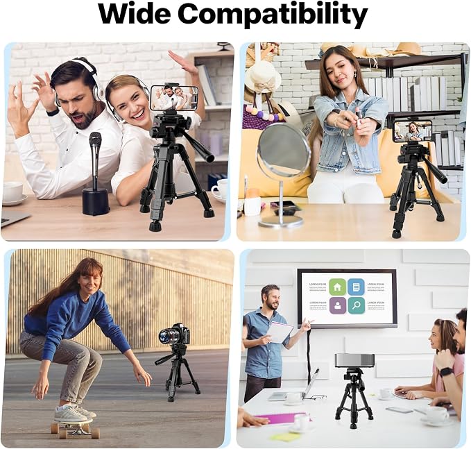 Mini Tripod for Camera,Camera Tripod Small,Small Tripod for Camera | 25" Aluminum Alloy Portable Tabletop Tripod with 3-Way Pan-Tilt Head and Phone Holder for DSLR Cameras and Phones - Image 7