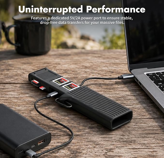 2-in-1 CFexpress Type B Card Reader & Memory Card Holder Case, 10Gbps USB-C 3.2 Gen 2 High-Speed Reader, 3-Slot Simultaneous Read for CFE-B/SD/MicroSD, Rugged Organizer for Photographers - Image 6