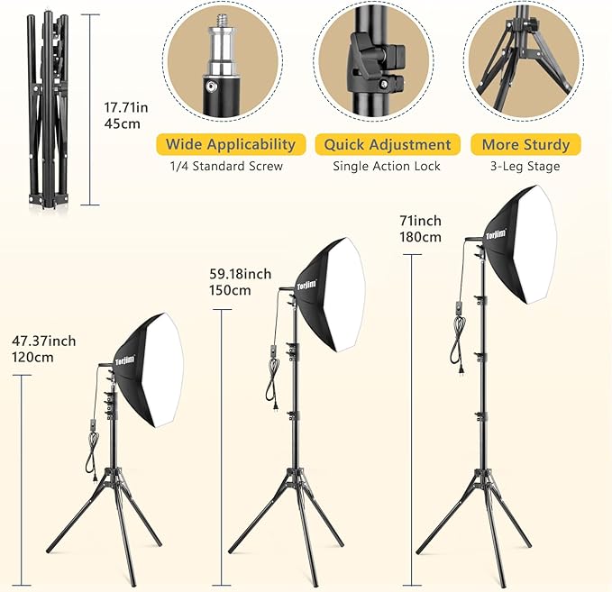 Torjim Softbox Photography Lighting Kit | 20" X 20" & 85W LED Studio Lights | Soft Diffusion For Even Light | 3000-7500K Adjustable LED Bulbs for Studio Photo Video Recording Live Streaming Portraits - Image 3