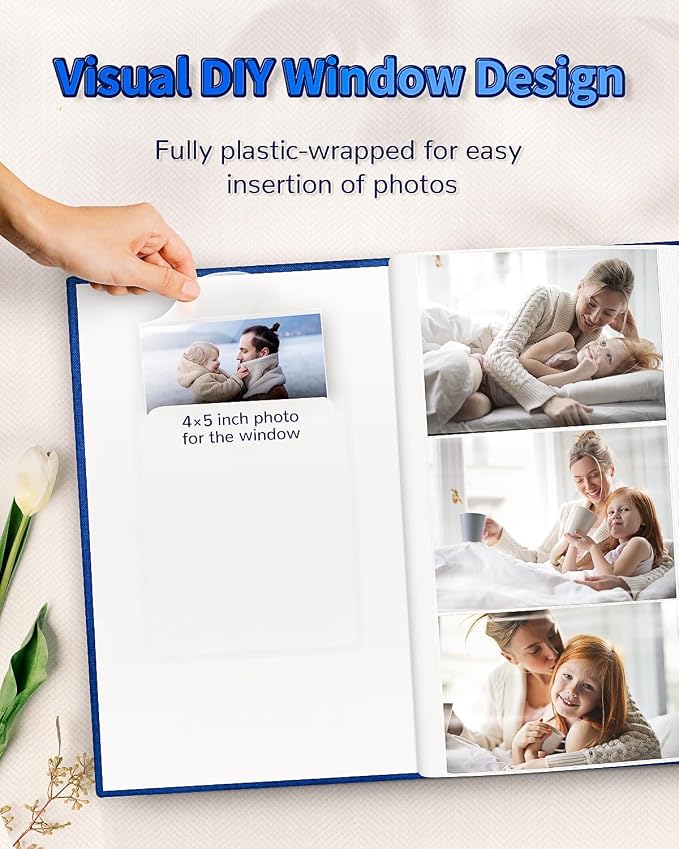 Artfeel Photo Album 4x6 with 300 Pockets,Slip-in Picture Albums,Linen Cover Memory Book with Front Window,White Page Vertical Photo Book for Wedding,Family,Anniversare,Baby,Vacation - Image 2