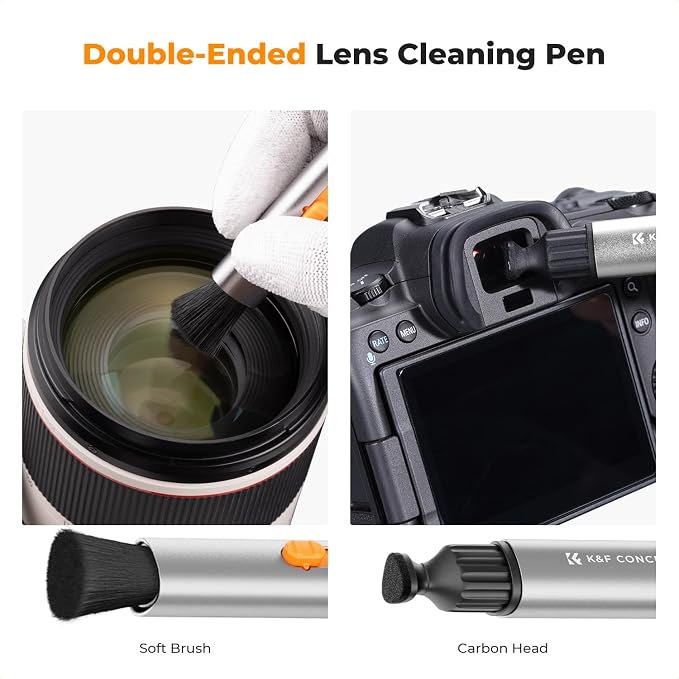 K&F CONCEPT Multifunctional Lens Pen for Canon Nikon Sony Camera Clean | High-Efficiency Cleaning,Carbon Head,Aluminum Alloy Pen Body,Soft Brush Head,Small Size and Easy to Carry,MP03 - Image 3