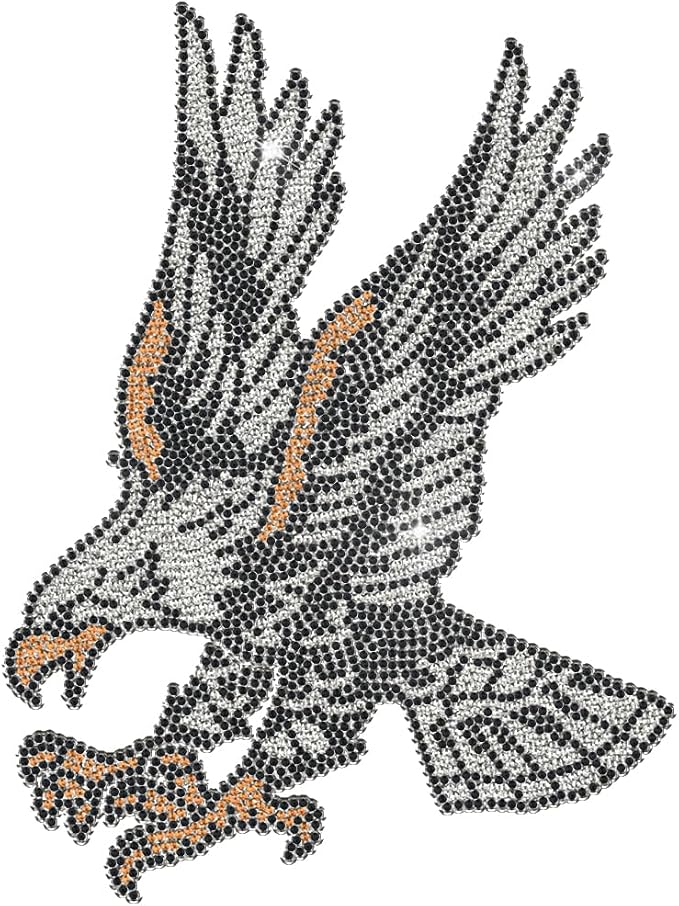 1 Pc Eagle Pattern Iron on Rhinestones Transfer, Bling DIY Patch Clothing Repair Applique T-Shirt Vest Shoes Hat Jacket Decor Clothing DIY Accessories by GOMAKERER
