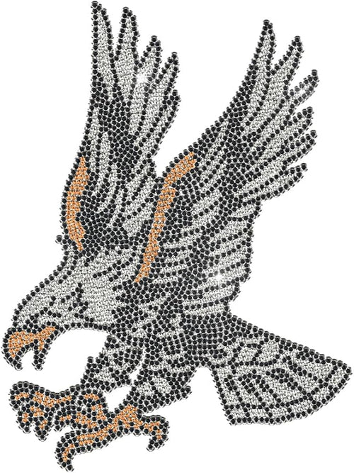 1 Pc Eagle Pattern Iron on Rhinestones Transfer, Bling DIY Patch Clothing Repair Applique T-Shirt Vest Shoes Hat Jacket Decor Clothing DIY Accessories by GOMAKERER