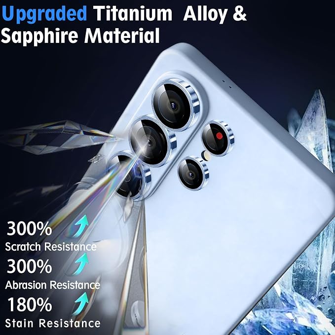 SiHPuoy 2Set Camera Lens Protector for Samsung Galaxy S26 Ultra, Blue | 9H+ Tempered Glass, Military Grade Shatterproof, Anti-Scratch,Case Friendly,HD Metal Camera Cover,Does not Affect Night Shots - Image 4