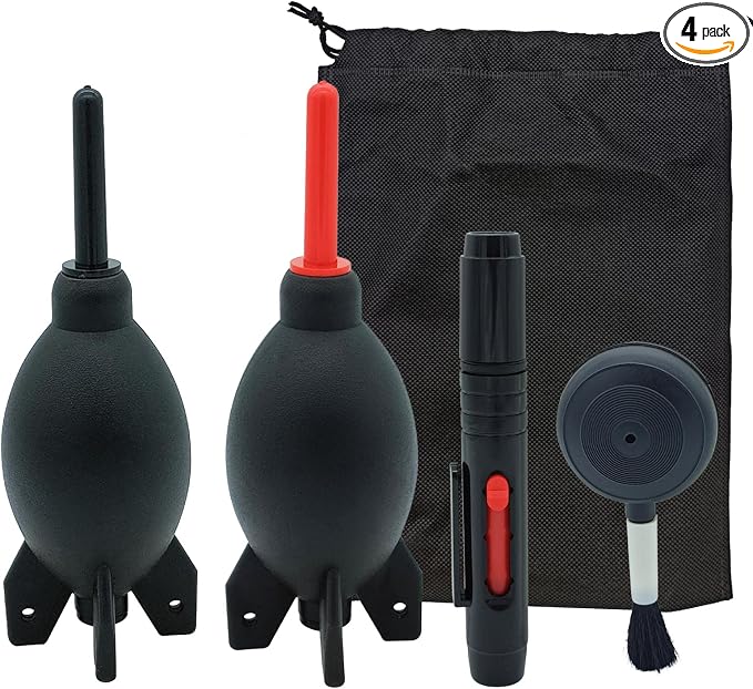 Lens Cleaning Kit Contains Rubber Rocket Air Blower Duster & Cleaning Pen | Equipped with air blowers and double-ended cleaning pen, removes dust & smudges for lenses, telescopes and digital screens by LJZP